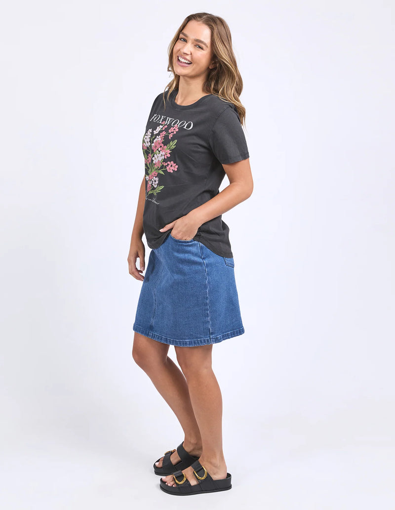 Flowers Tee | Washed Black