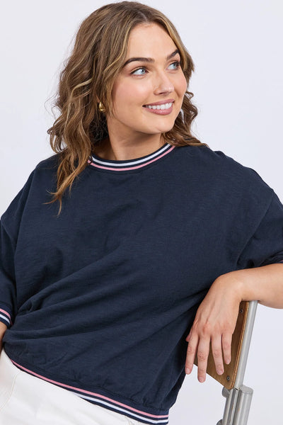 Faye Short Sleeve Sweat | Navy
