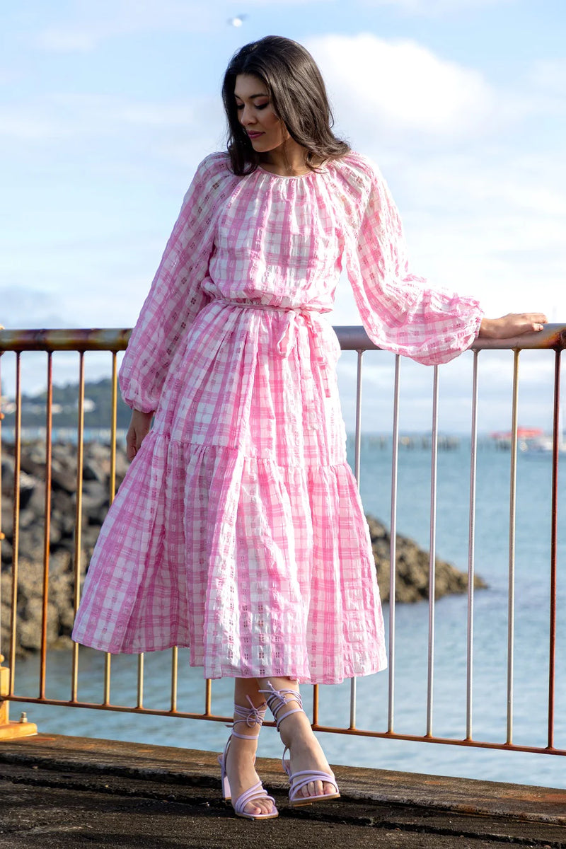 Madison Maxi Dress | Pink Check