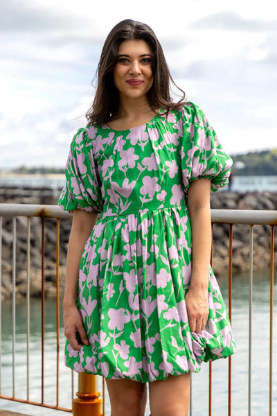 Emma Mini Dress | Green Floral