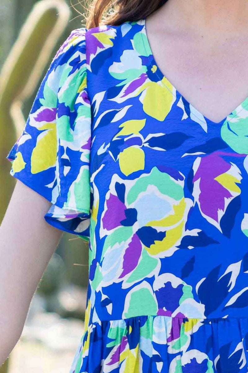 Colette V Neck Midi Dress | Blue Print