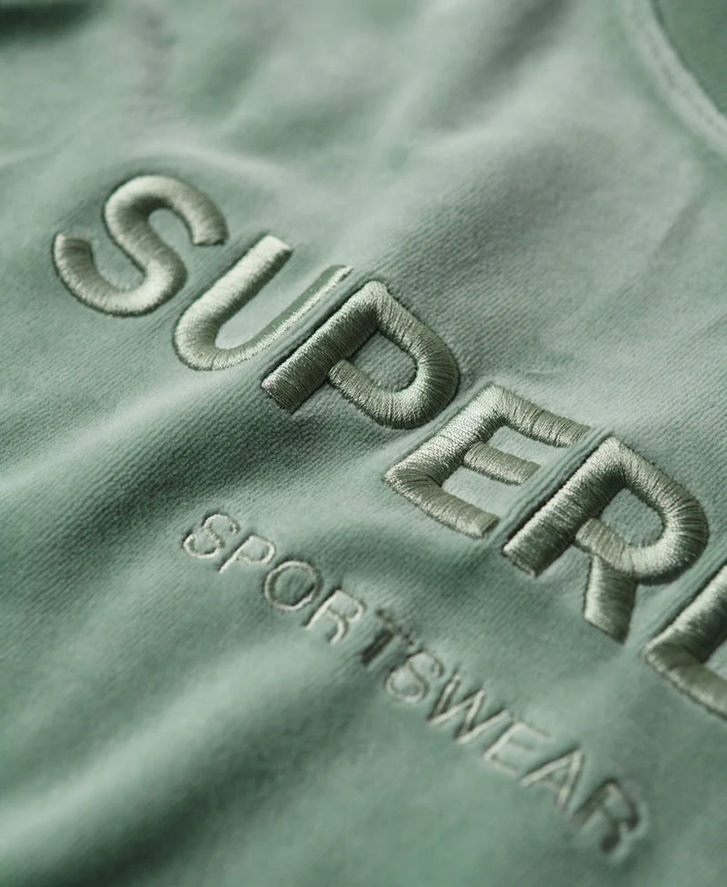 Velour Graphic Boxy Crew Sweatshirt | Light Jade Green