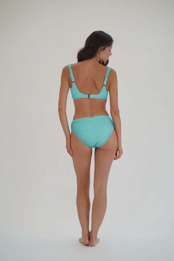 Retro Deco Square Neck Bikini Top | Aqua