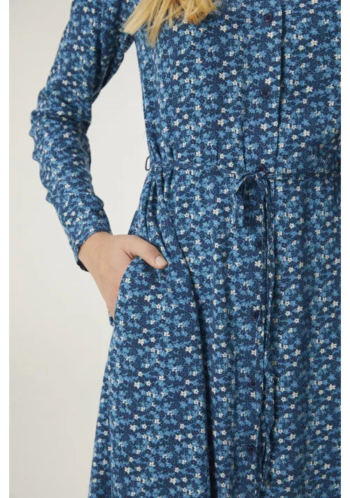 Shirt Dress with Belt | Floral Blue