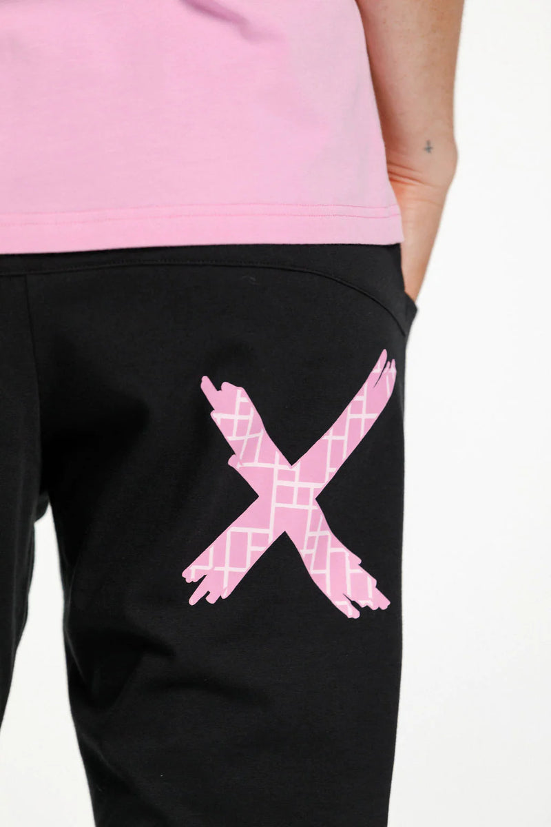 Apartment Pants | Black with Pink Bloom Print