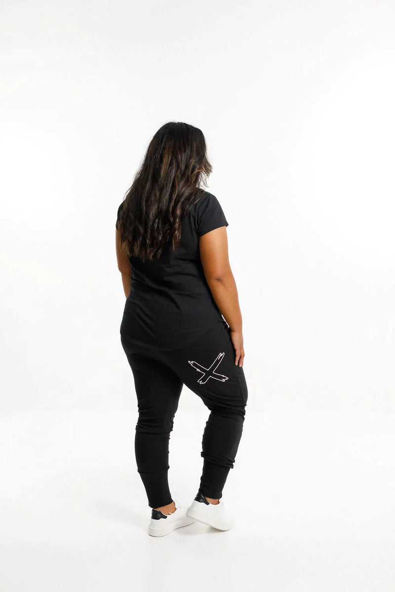 Winter Weight Apartment Pants | Black with White X Outline