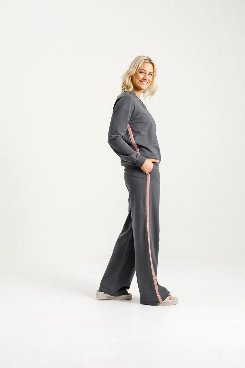 Palazzo Pants | Graphite with Blossom Tape