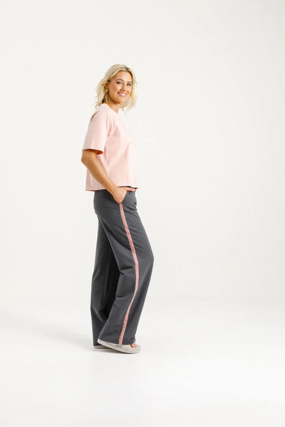 Palazzo Pants | Graphite with Blossom Tape