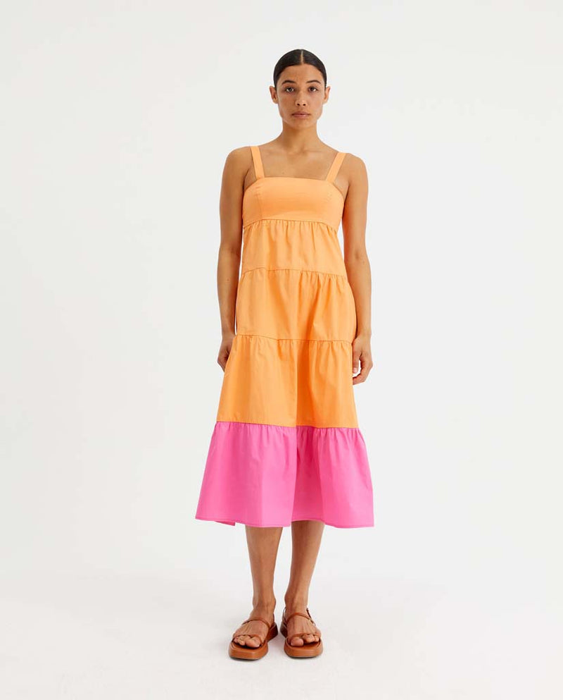 Colour Block Dress | Pink/Orange