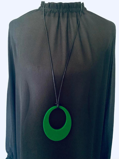 Large Green Retro Oval Necklace