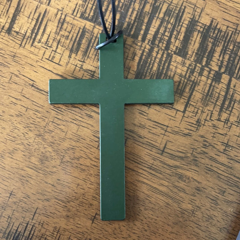 Small Dark Green Cross Necklace
