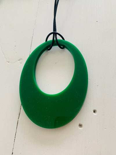 Large Green Retro Oval Necklace